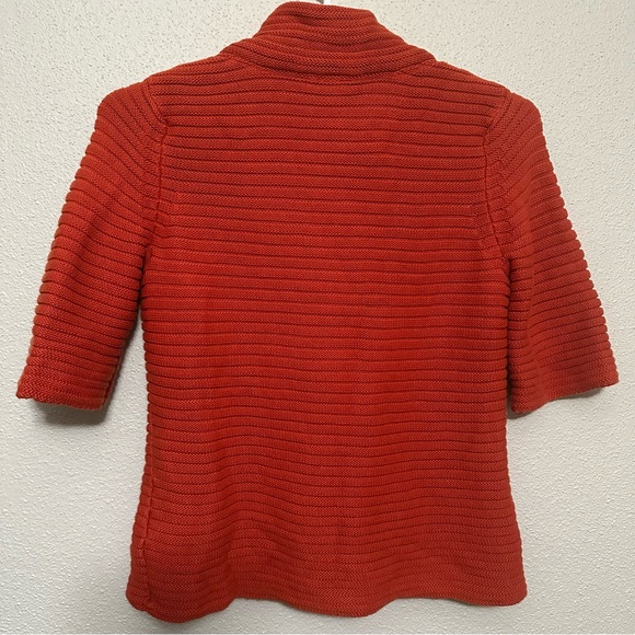Tribal Women's Orange Cowl Neck Cardigan Sweater Quarter Length Sleeve - Picture 5 of 8